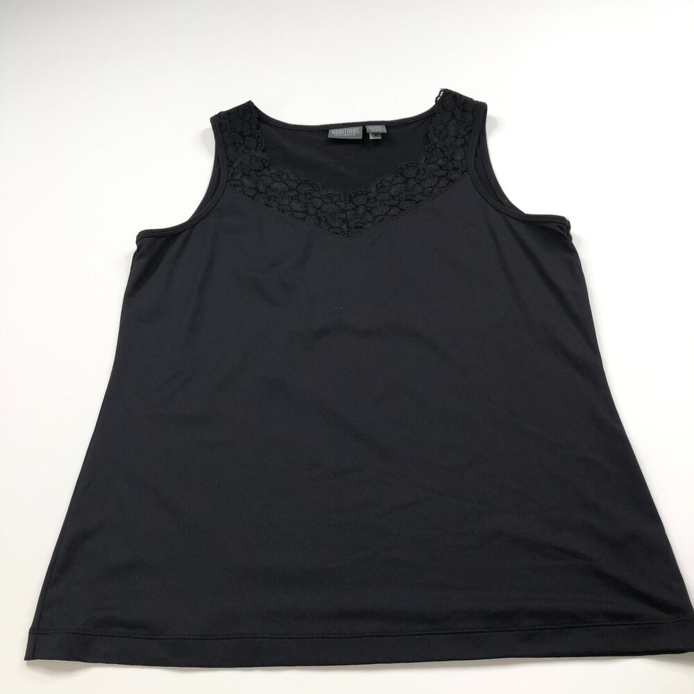 Additions By Chico's 2 Lace Nylon Pullover Tank Top Blouse Black MINT